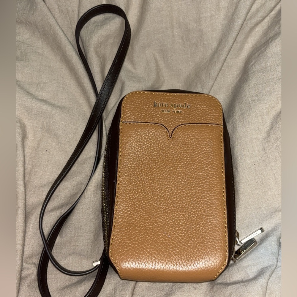 Small Kate Spade brown and tan crossbody purse